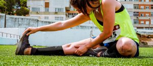 girl stretching leg