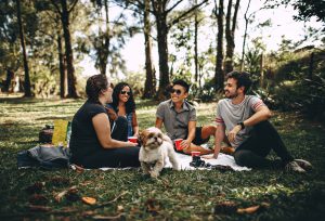 group of people talking