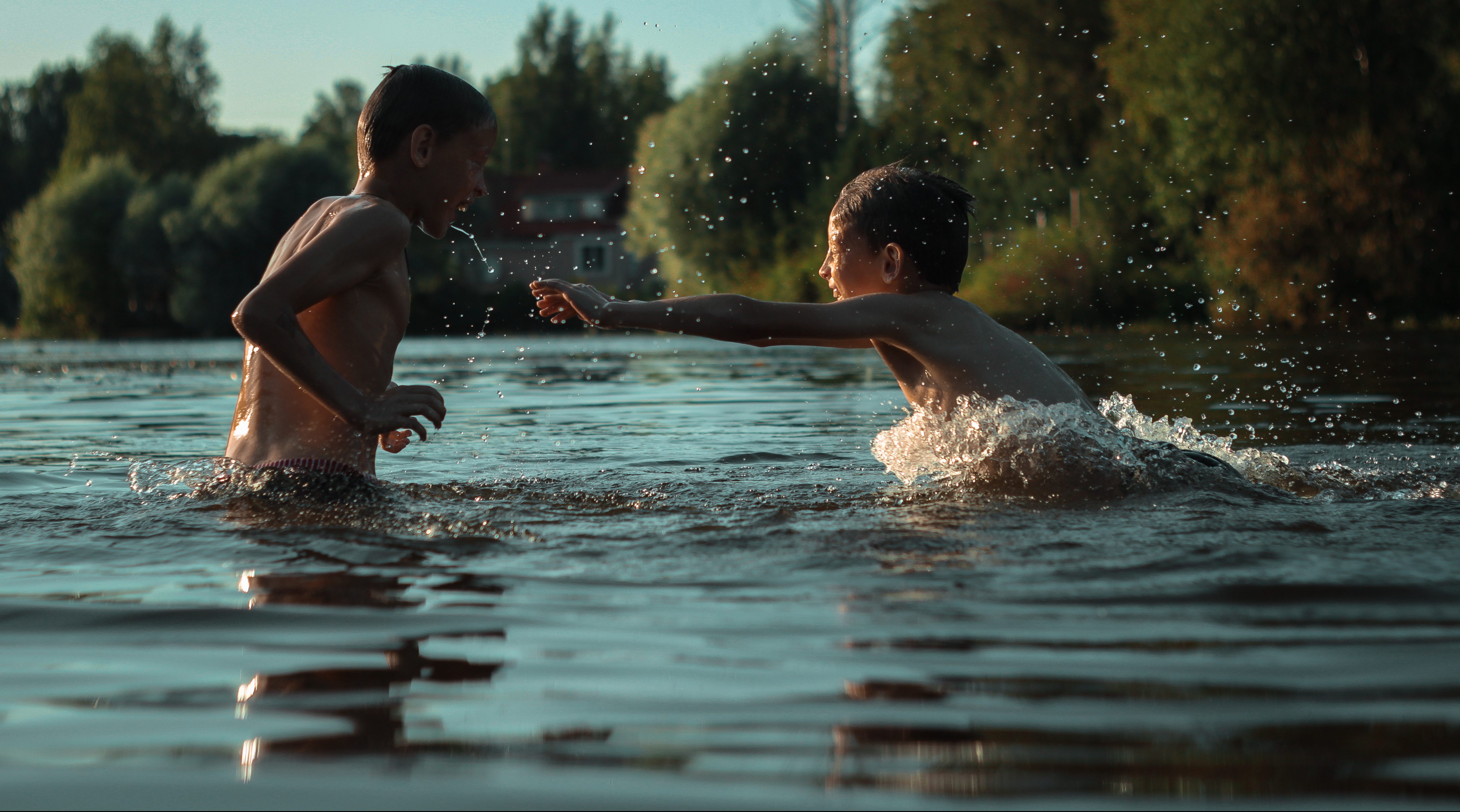 kids playing in water