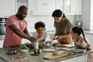 family in kitchen